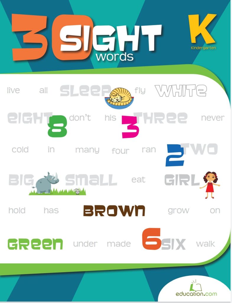 30 Sight Words K